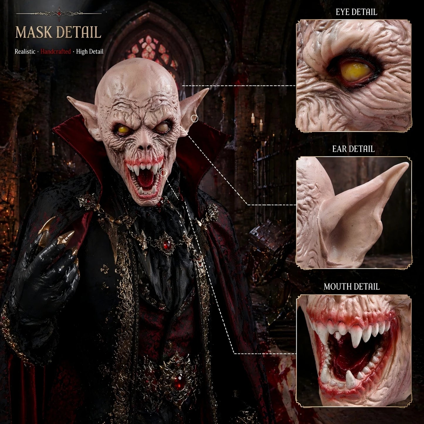 Halloween Mask Vampire Demon Monster Latex Full Head Adult Costume Prop Haunted House - View 3