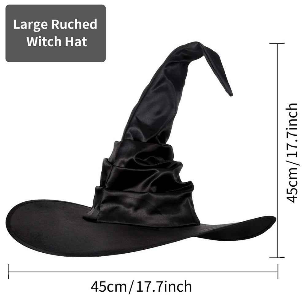 Halloween Witch Hats Black Folds Wizard Hat for Kids Adult Women Men Costume Props - View 6