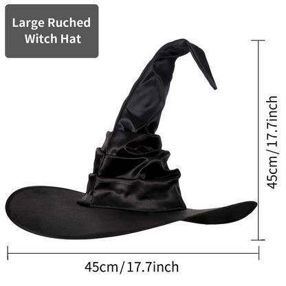 Halloween Witch Hats Black Folds Wizard Hat for Kids Adult Women Men Costume Props - View 6