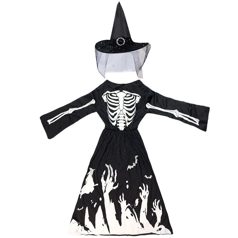 Luminous Grim Reaper Cosplay Skeleton Costume Mädchen Halloween Party Outfit Glowing Death God Horror Theme - product image 2