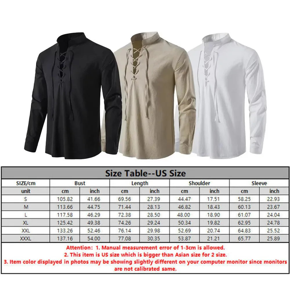2Pcs Men's Medieval Knight Costume Set Renaissance Costume Pirate Shirts Ankle