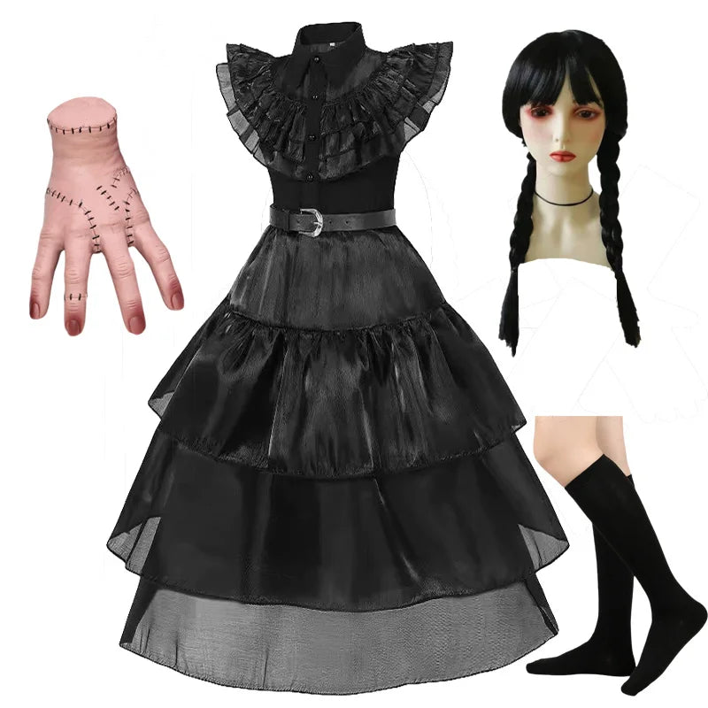 Girls Halloween Costume Black Gothic Costume Kids Up - 1 PCS A / 9-10T(150)
