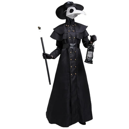 Halloween Medieval Hooded Robe Plague Doctor Costume Mask Hat for Men Monk Costume - Costume No Accessory / XL