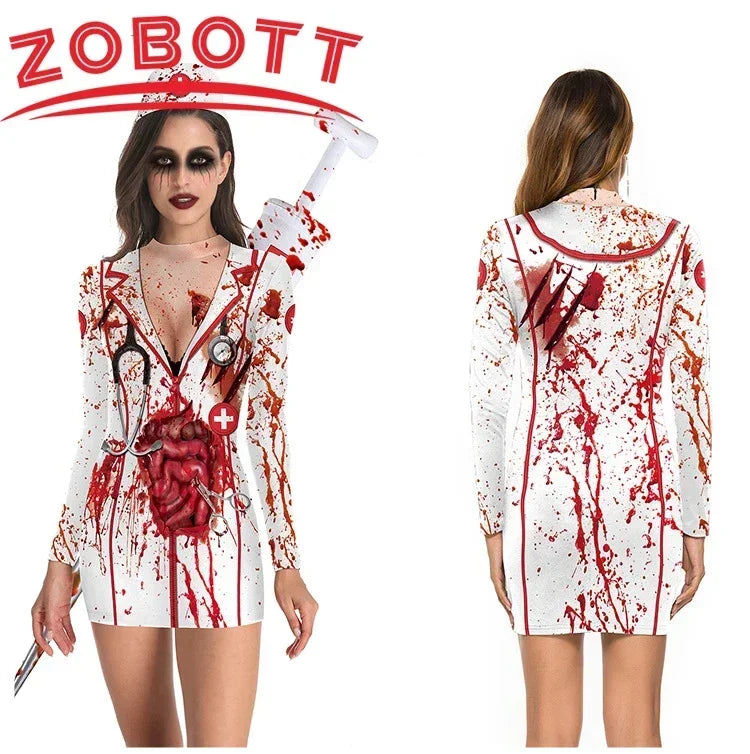 Women's Bloody Nurse Costume or Stockings – Halloween Horror