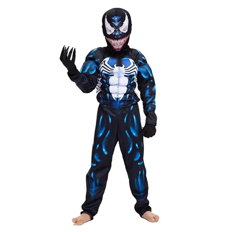 Kids Black Spider Costume Superhero Costume Onesie 3D Spandex Unisex Jumpsuit Bodysuit For