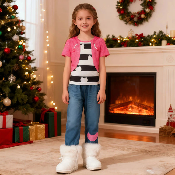 Girls Cat Halloween Costume Set – T-Shirt & Pants
