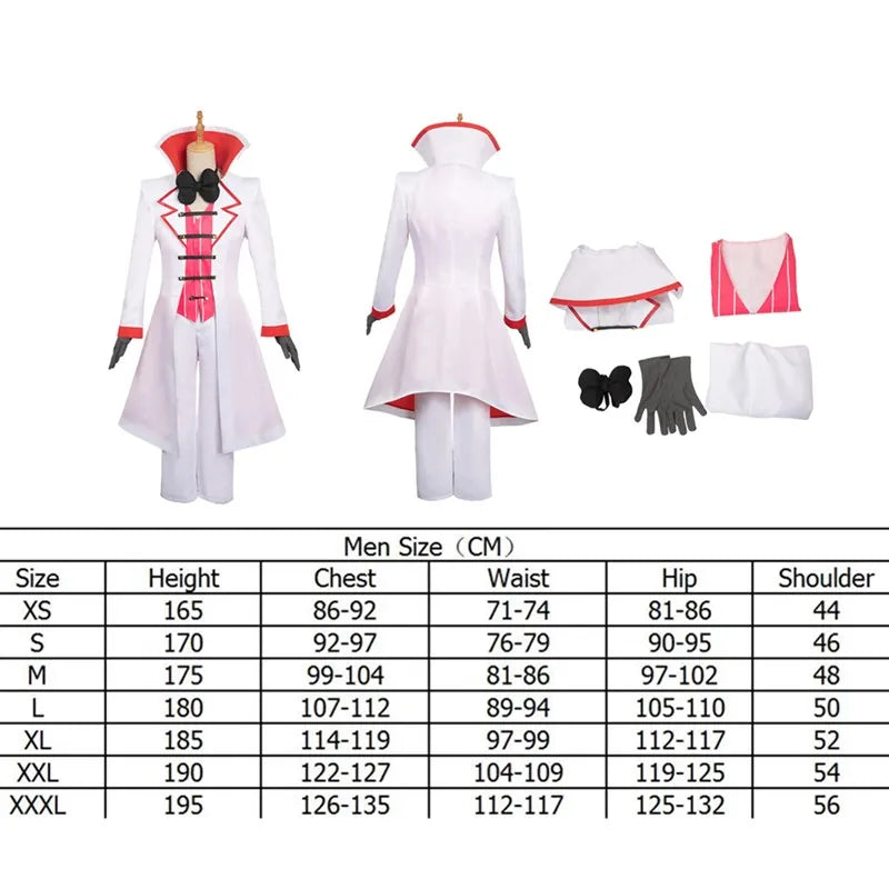 Adult Lucifer Costume Anime Hotel Fantasy Men Uniform Tail Coat Hat Pants Gloves Tie - Plush Shoes / S