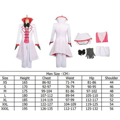 Adult Lucifer Costume Anime Hotel Fantasy Men Uniform Tail Coat Hat Pants Gloves Tie - Plush Shoes / S