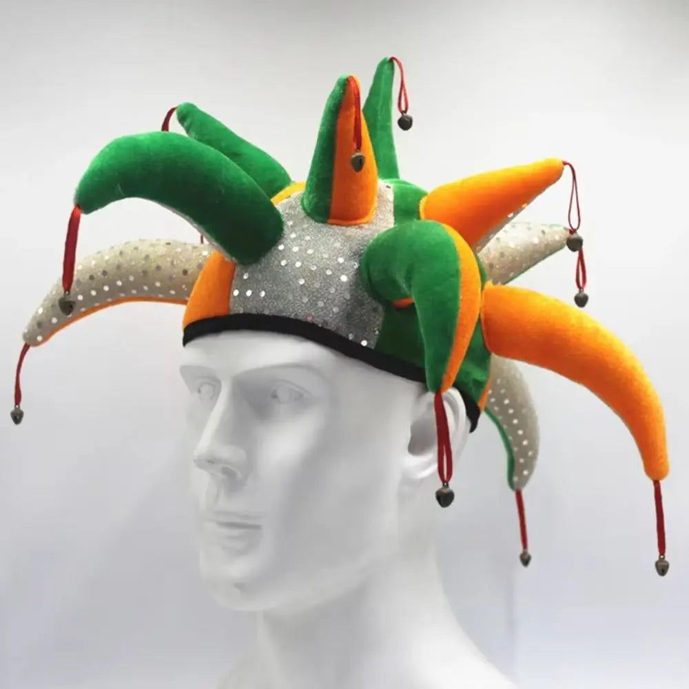 Tentacle Shaped Clown Hat Dress Up Colourful Clown Joker Caps with Bells Hat Halloween - View 2