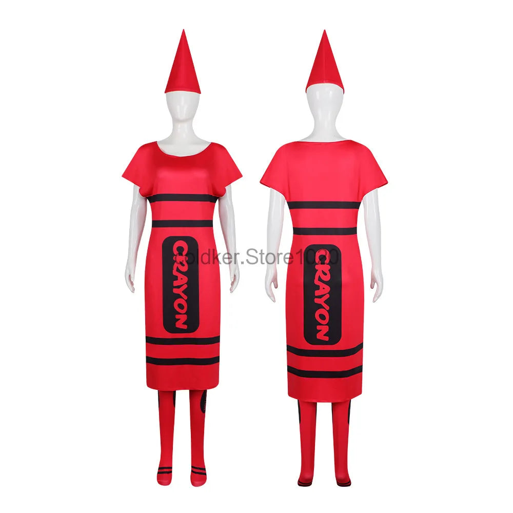Couples Colors Funny Crayon Red Blue Yellow Hat Costume - alternate view 2