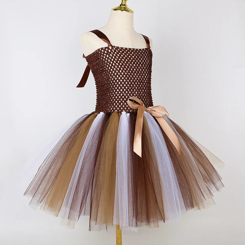 Girls Lion Tutu Halloween Costume with Cuffs