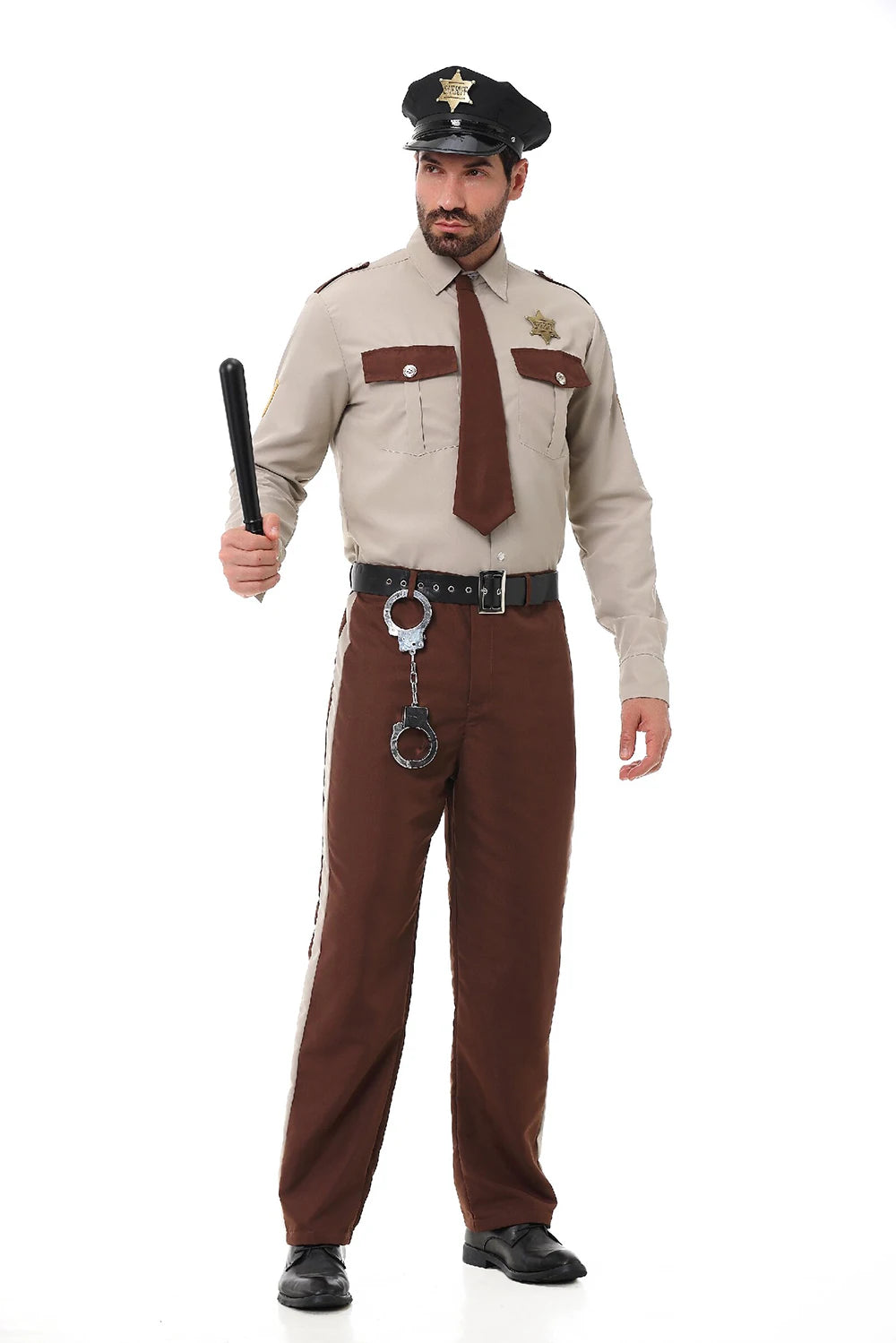Halloween Sheriff Cop Cosplay Costume Couples Complete Shirt Pants - view 2