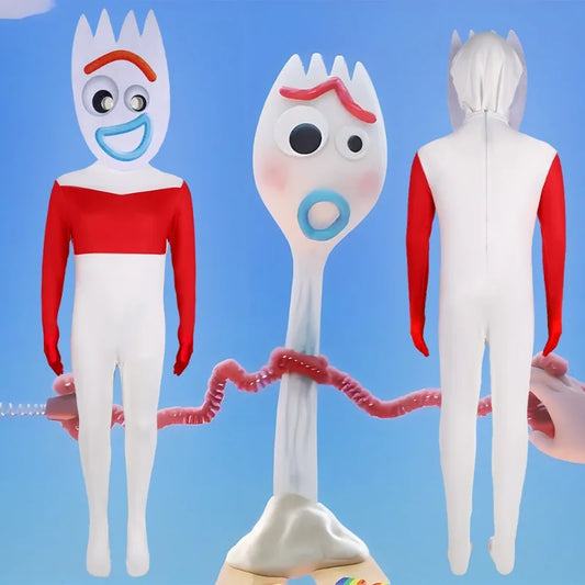 Anime Toy Story Cosplay Costume Forky Cos Jumpsuit Stage Performance Outfits Halloween Carnival Role Play Party Zentai Kids