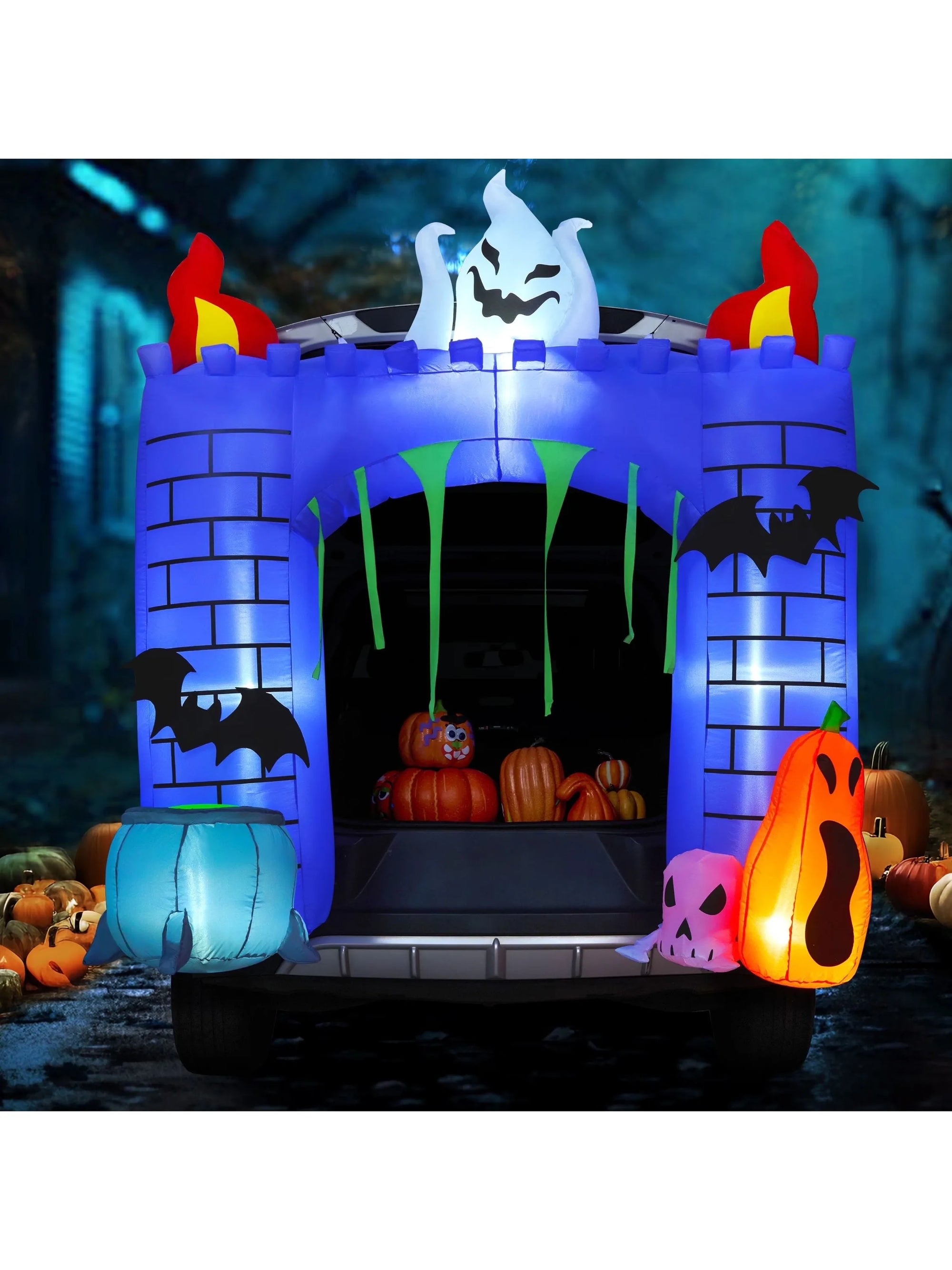 6 FT Tall Haunted Castle Inflatable Haunted Castle Decoration Trunk