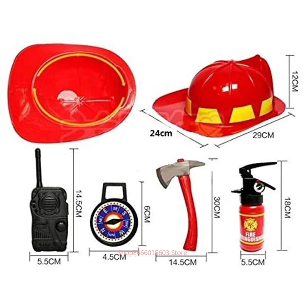 Kids Firefighter Uniform Children Sam Fireman Role Work Clothing Suit Boy Kids