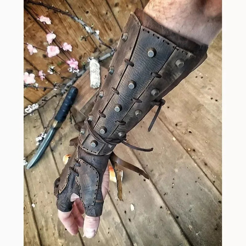 Medieval Viking Arm Bracers - Lace-Up Costume Armor - view 8