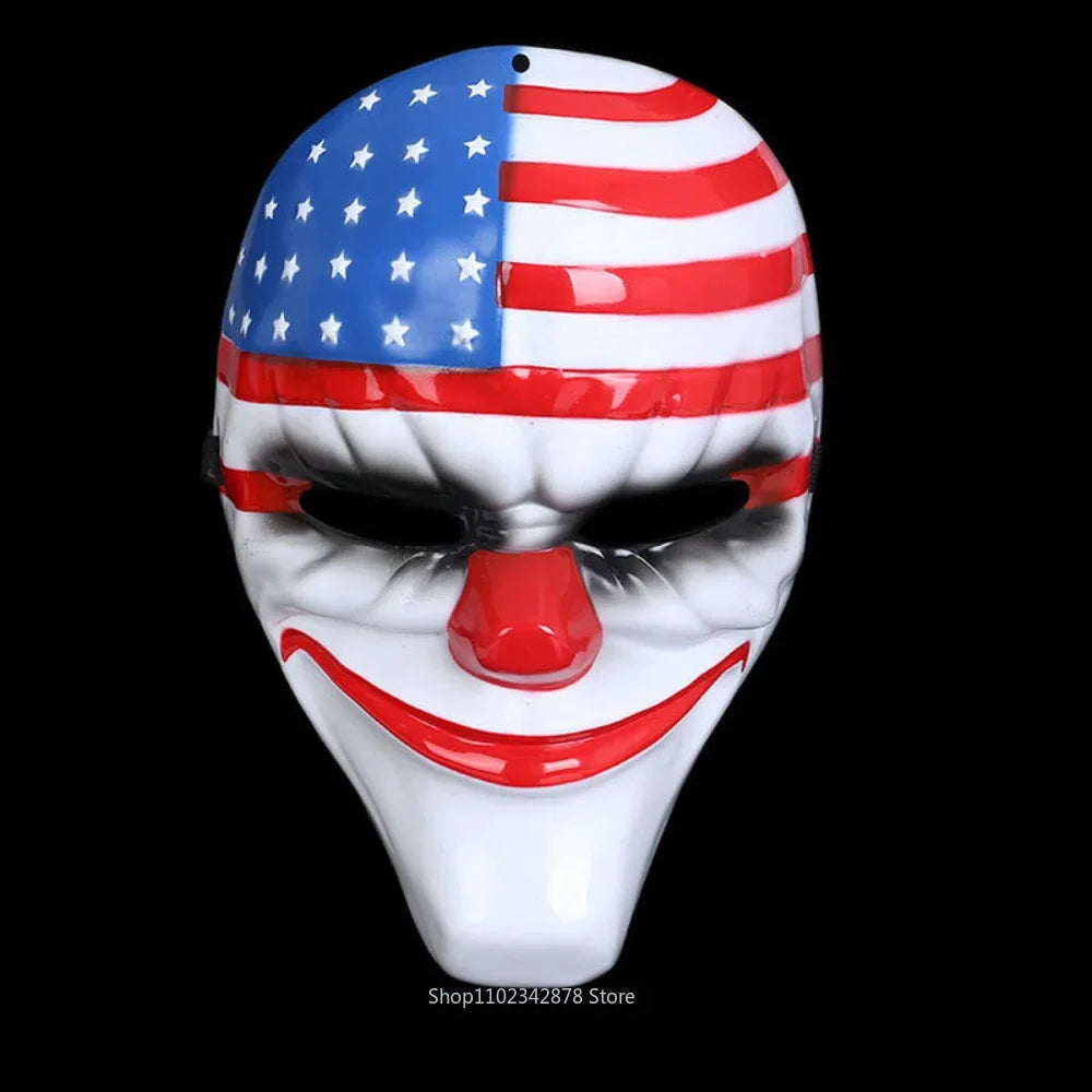 Scary Clown Mask Payday 2 US Flag Clown Masks Mask Horrible Pay Day Mask Halloween Prop - WHITE