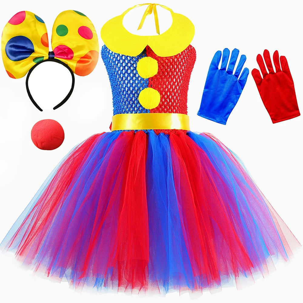 Amazing Digital Circus Pomni Costume Kids Tutu Dress Clothes Red Blue Halloween Clown Costumes Girl Fancy - product image 2