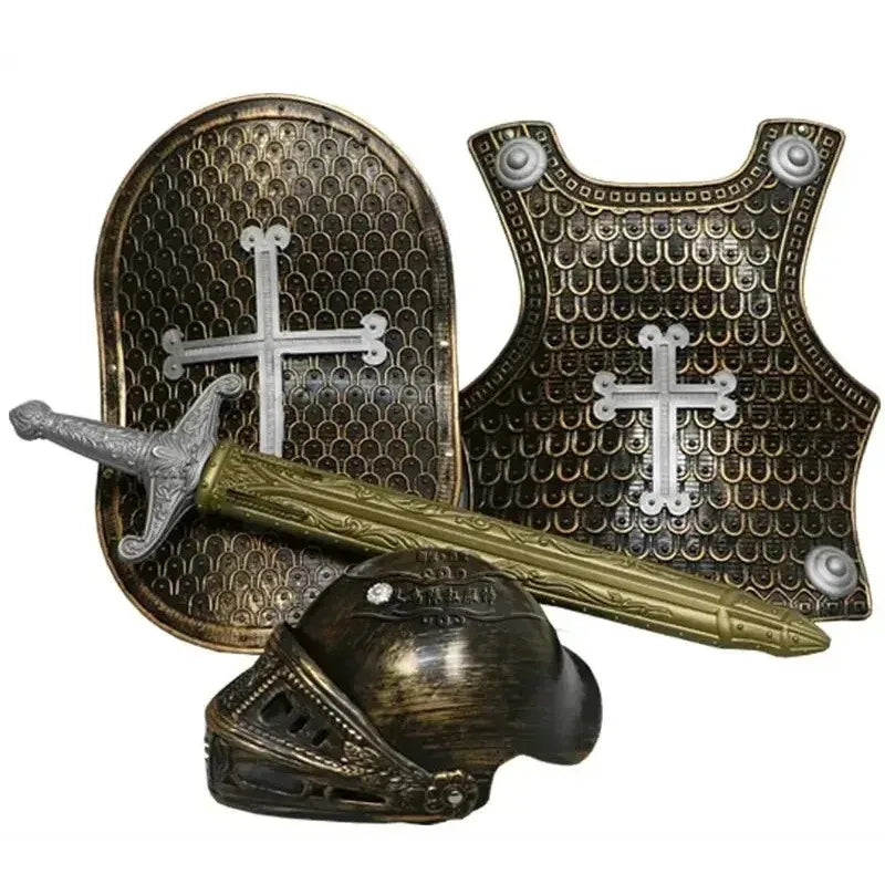 4pcs/set Kid Size Hero Knight/Gladiator Warrior Suit Armor Shield Sword Costume