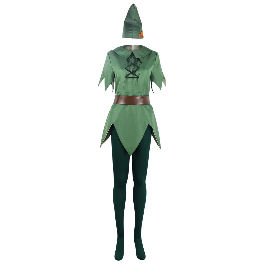 Peter Pan Cosplay Green Fairy Elf Costume Halloween Stage Performance - view 2