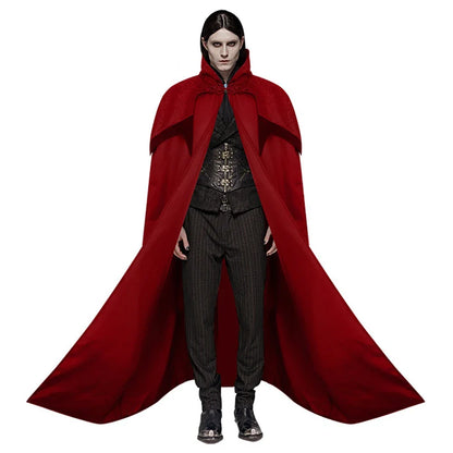 Halloween Medieval Men's Vampire Cosplay Costume Gothic Retro Hooded Black Cape Knight Pirate Robe Carnival - product image 2