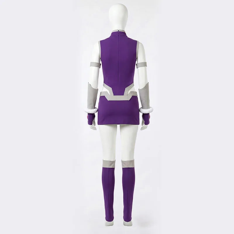Starfire-Inspired Women's Purple Superhero Cosplay Bodysuit - Purple XL