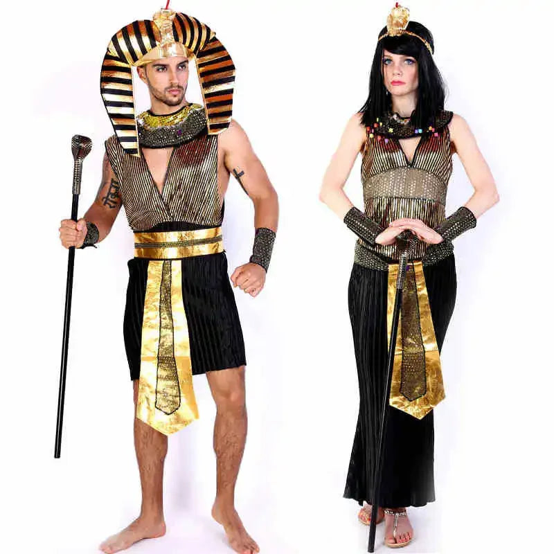 Halloween Costumes Ancient Egypt Egyptian Pharaoh King Empress Cleopatra Queen Costume for - King / One Size
