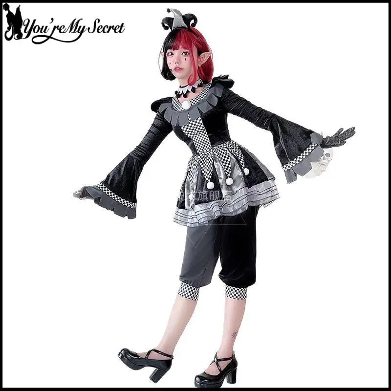 You're My Secret Couple's Clown Costumes Suit Halloween Adult Cosplay Costumes Gothic Clown Top Pant with - product image 5