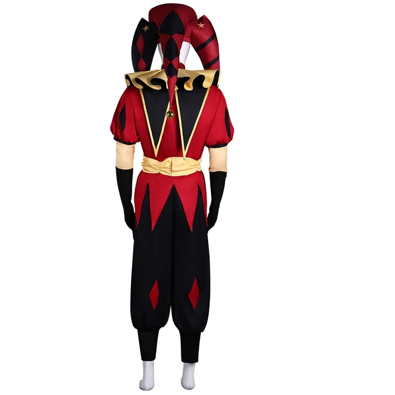 Pierrot Harlequin Jester Costume Game the Freak Circus Clown Costume Hat Adult Halloween - Pierro / L