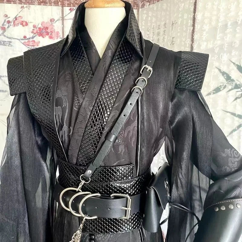 Dark Black Gothic Moran Costume Men's Crowley Suit Niche Halloween Anime Costume Comics - full set / L