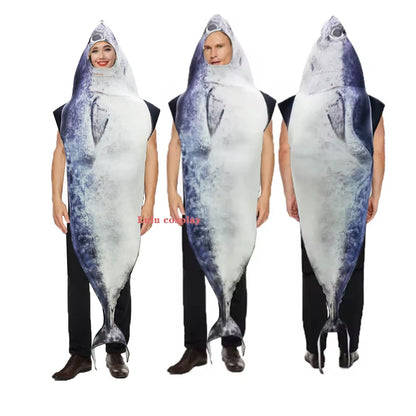 Halloween Cosplay Fish Costume Fruit Strawberry Adult Unisex Outfits Carnival Party Cosplay Funny Fish Animal Dress up Women Clo