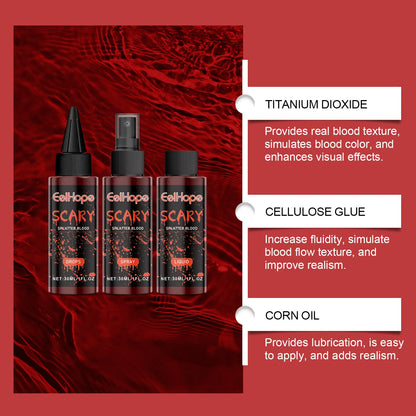 Halloween Fake Blood Makeup Kit Blood Drop Vampire Zombie Cosplay Washable Mock Blood Fake Blood Spray For - product image 5