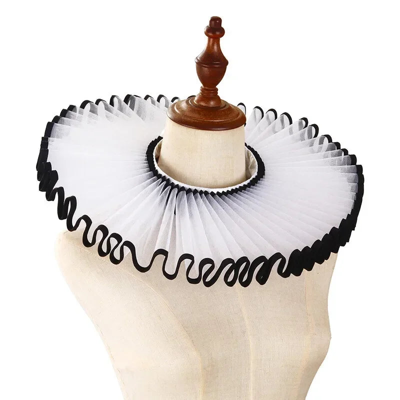 Clown Costume Collar Victorian Renaissance Neck Ruffle Choker Vintage Mesh Neck Halloween - Blue / one size