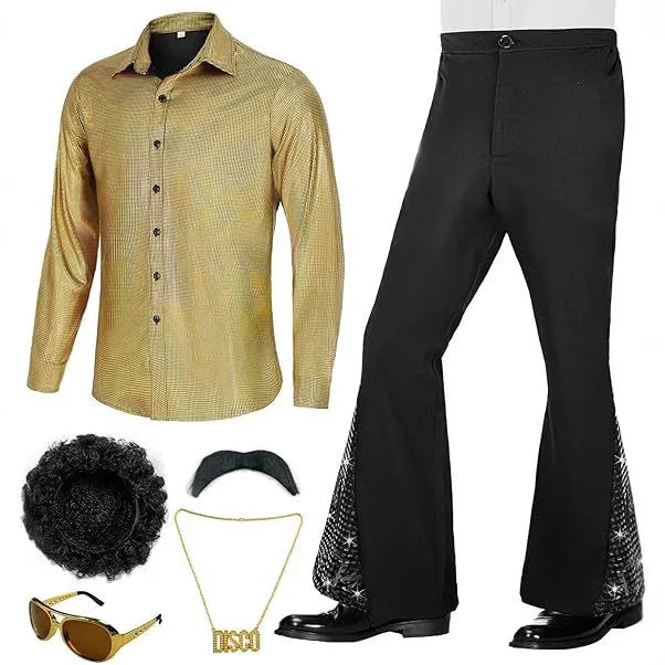 6-Pc Disco 1970s Retro Big Hair Men's Suit Halloween Costume - product image 2