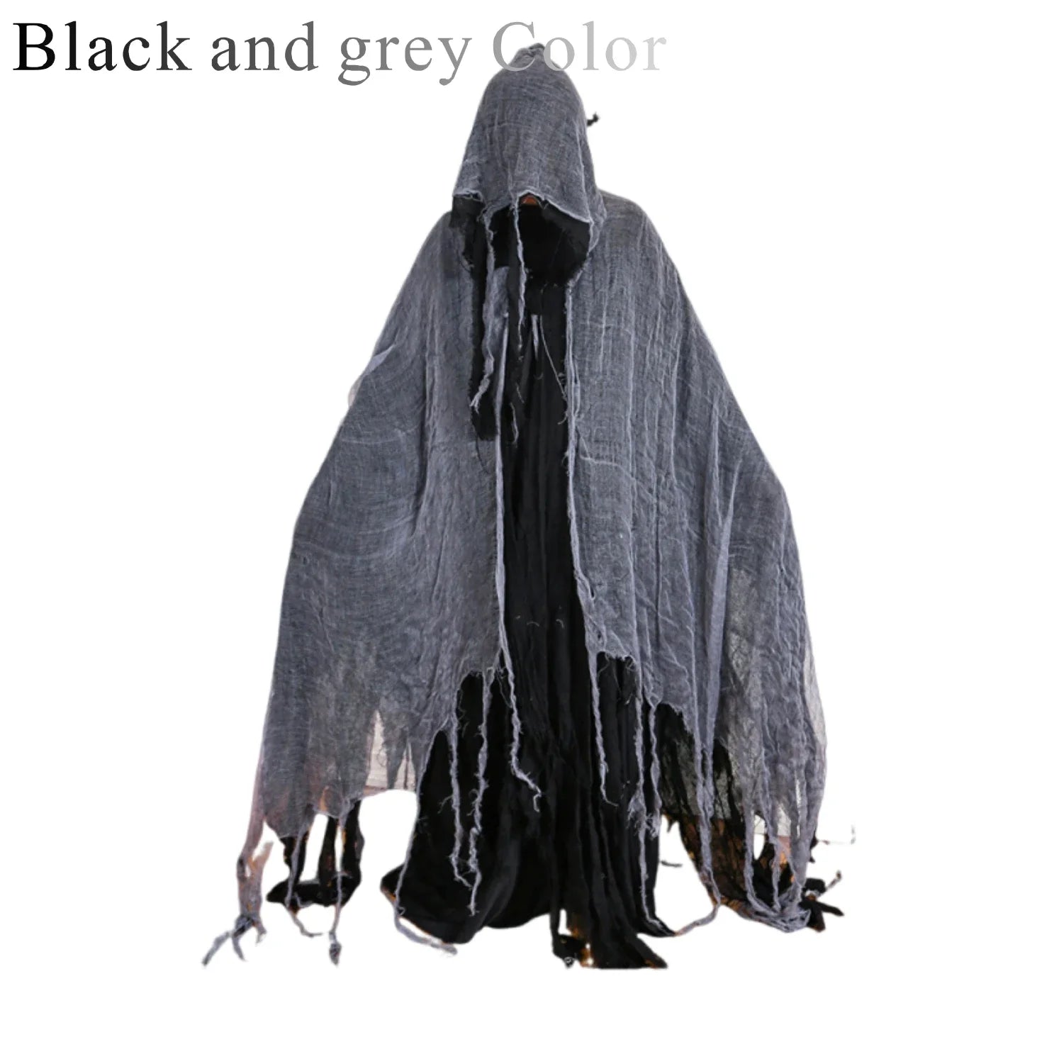 Scary Halloween Hooded Cloak Medieval Renaissance Wizard Cloak Horror Grim Reaper Costume - View 7