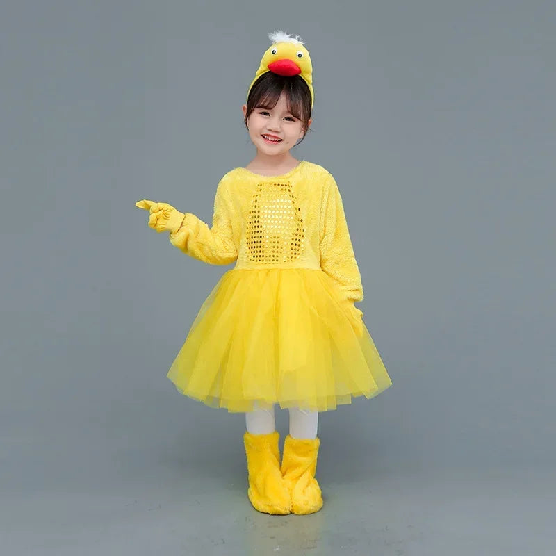 New Children Kids Adult Halloween Duck Chicken Chick Costume Skirt Tutu Yellow Bodysuit Outfit Dance - product image 5