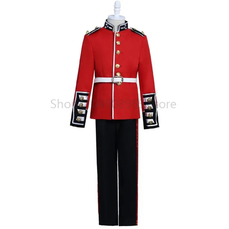Europe British Royal Guard Costume Adult Men Queen's Guard Costume Dress Up Prince - Red / XS