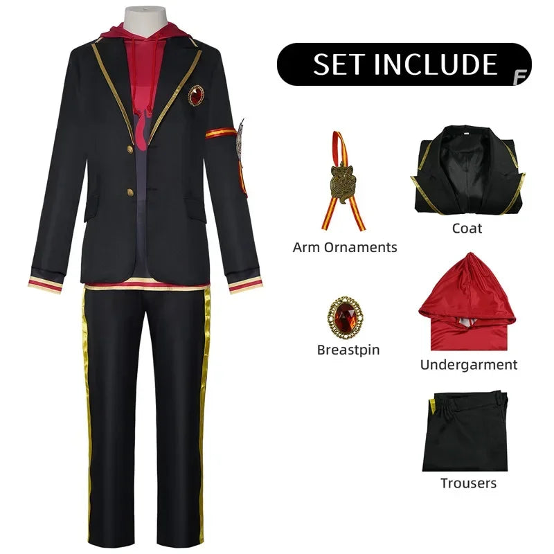 Twisted Wonderland Ace Trappola Costume Deuce Adult Uniform Anime Trey Halloween Cater - C Costume / XXXL