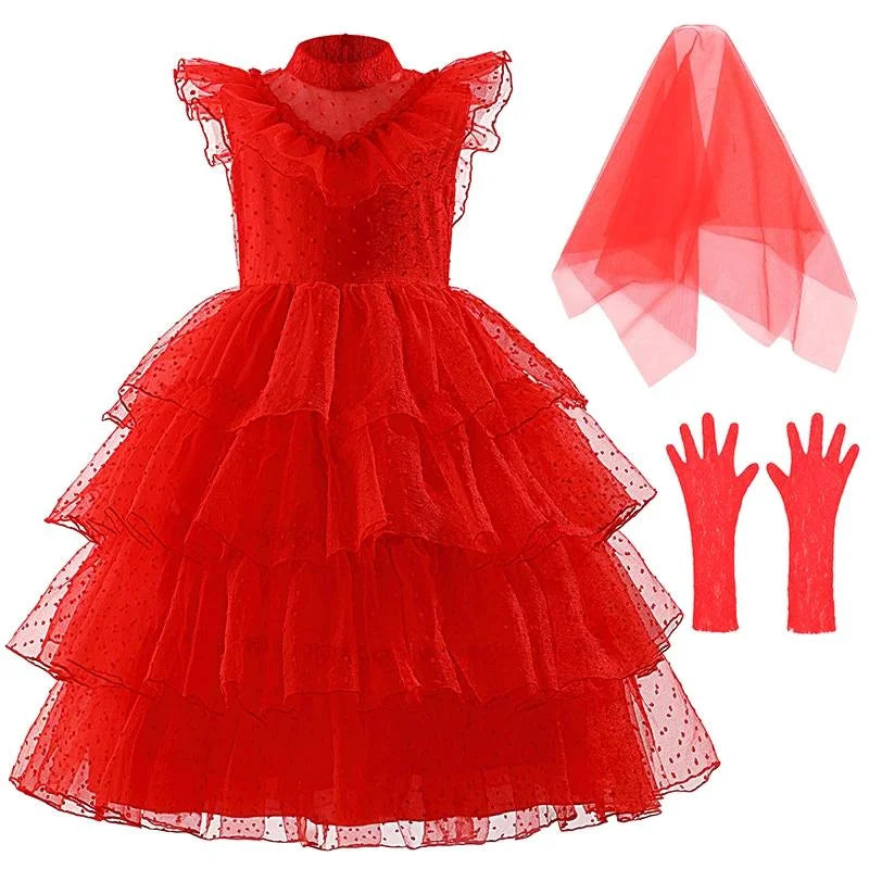 Girls Halloween red hollow out Horror Ghost Bride Devil Priestess Party Dress - product image 6