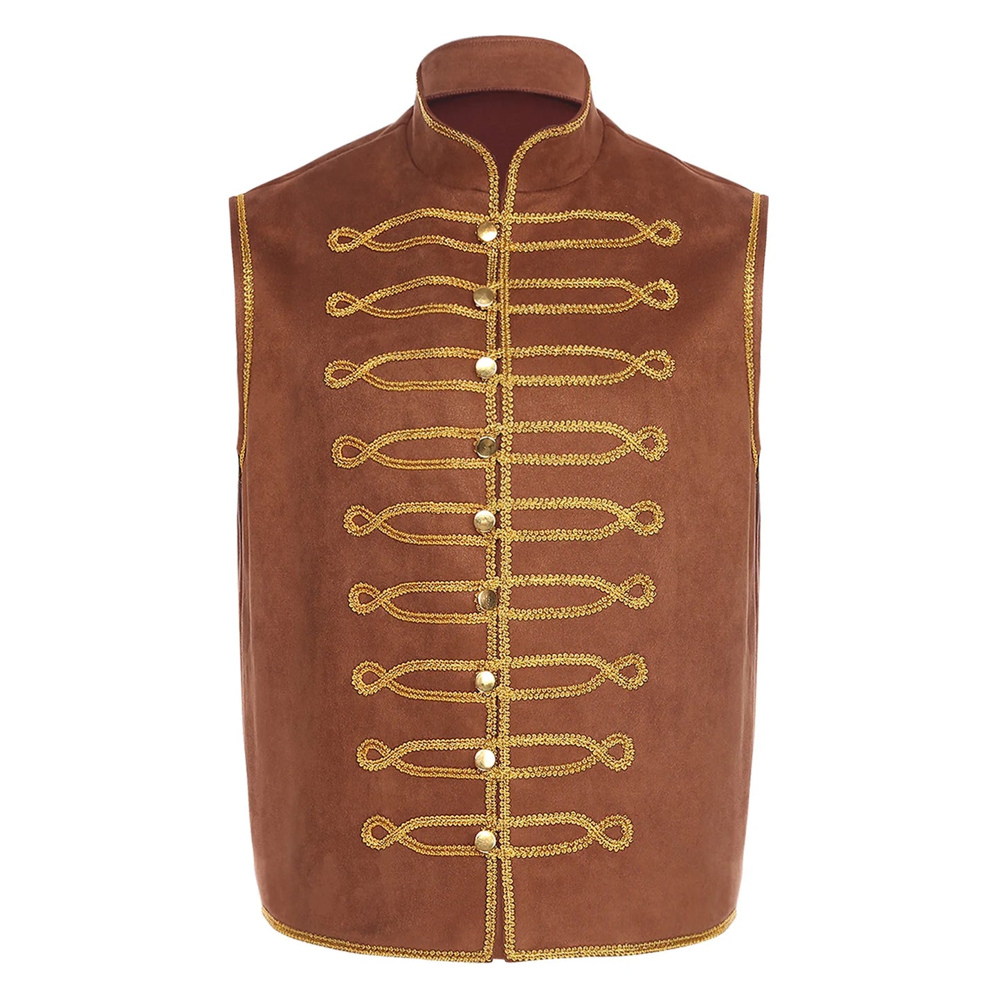 Men's Halloween Medieval Renaissance Costume Punk Costume Stand Collar Gold Trimming Gold - Blue / XL