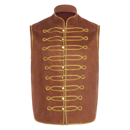Men's Halloween Medieval Renaissance Costume Punk Costume Stand Collar Gold Trimming Gold - Blue / XL