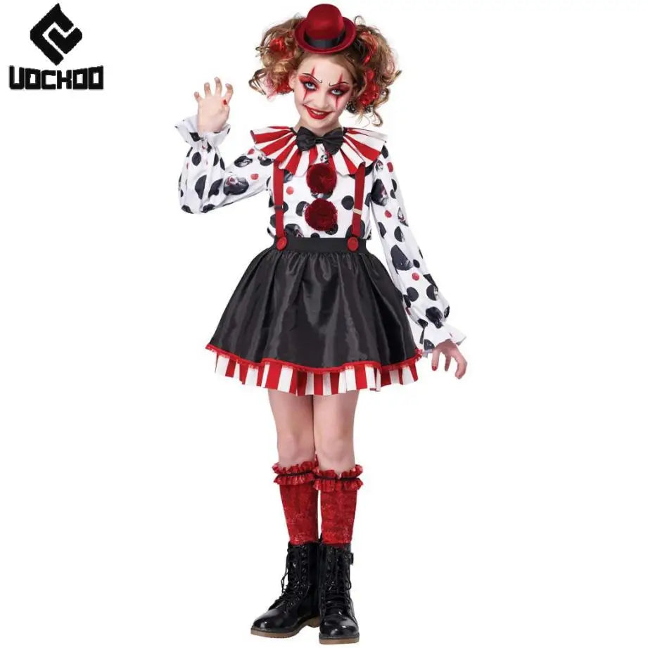 Halloween Clown Costume Women Dress Suit Acrobatic Performance Outfit Family Look Suit - girl / S