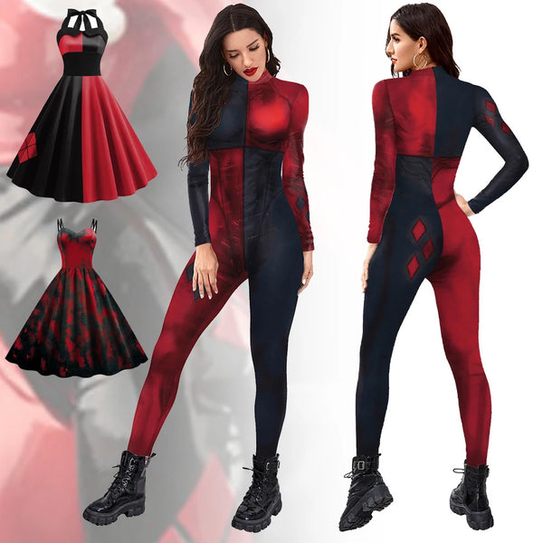 Women's For Movie Role Print Jumpsuit Christmas Dresses Bodysuit Anime Costume