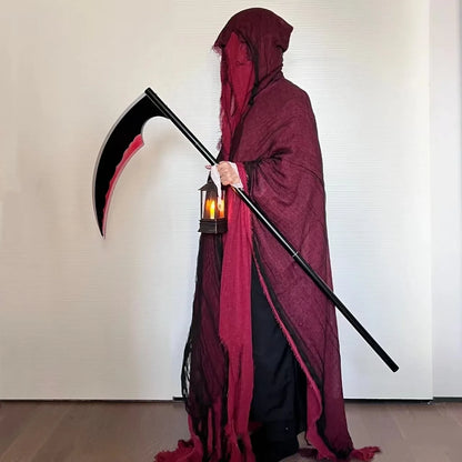 Witch Costumes Halloween Adult Cloak Vampire Hooded Costume Cloak Scary Grim Reaper Dress - Red / One Size