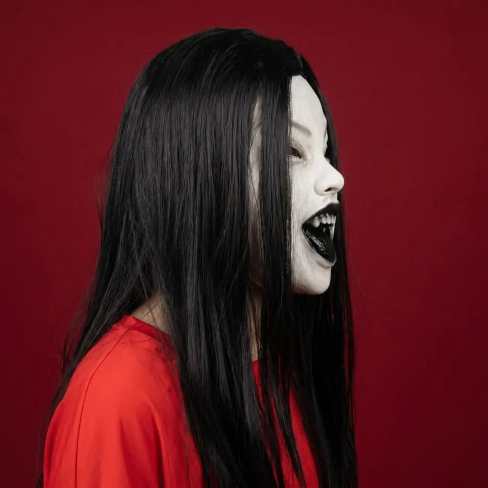 Latex Scary Woman Mask - Long Black Hair, 3 Styles - product image 3