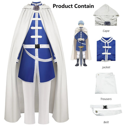 Anime Beyond Journey's End Costume Himmel Shawl Cloak Pants Suit Himmel Costume Halloween - Blue / S