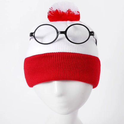 Adult Anime Winter Autumn Red White Knit Beanie Hat Costume - alternate view 4
