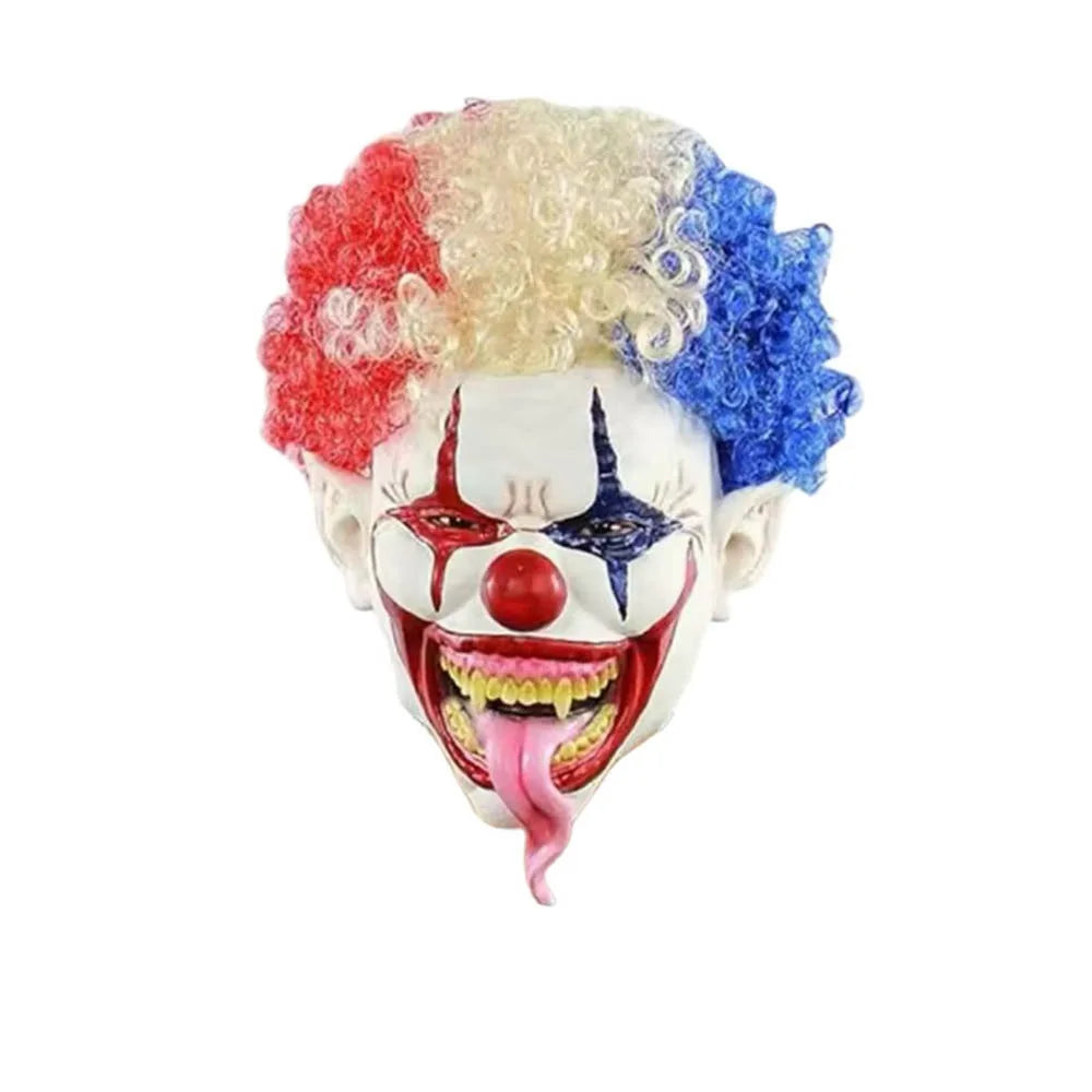 Terrifying Clown Costume Mask Toothy Tongue Out Latex Material Ghost Festive Mask Scary - View 7