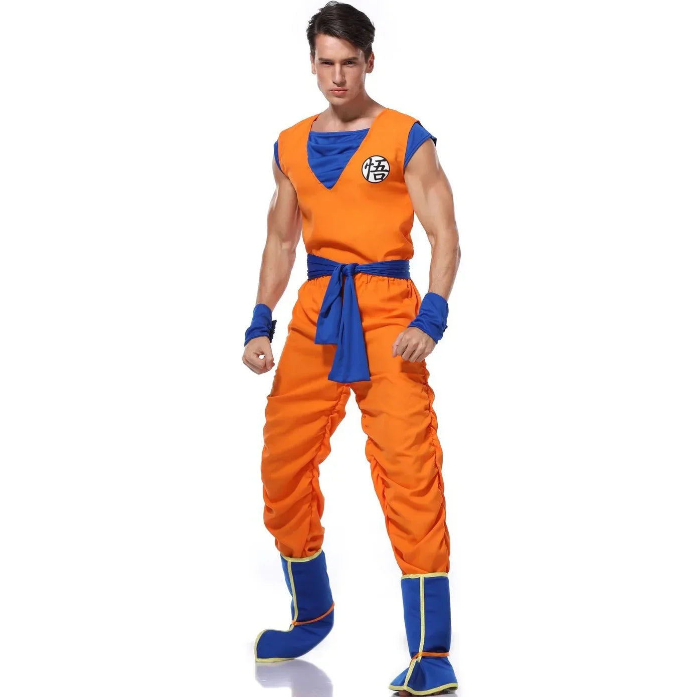 Adult Man Halloween Japanese Anime Son Spiky-Haired Martial Arts Hero Costume Superheroes Orange Jumpsuit Up - View 6