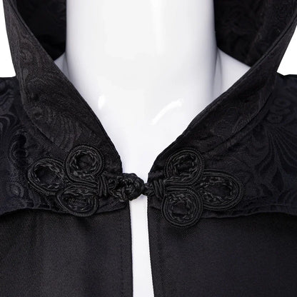 Halloween Medieval Men's Vampire Cosplay Costume Gothic Retro Hooded Black Cape Knight Pirate Robe Carnival - product image 3